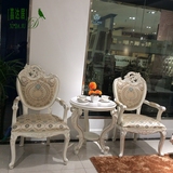 情侣阳台休闲椅圆桌三件套欧式实木别墅餐厅办公接待咖啡桌椅组合