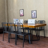 美式铁艺餐桌实木家具会议桌电脑桌长桌 办公桌咖啡厅桌椅洽谈桌