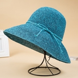 纯手工拉菲草帽子 韩版女士夏天大沿沙滩帽防紫外线可折叠太阳帽