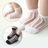 黑白两色棉丝袜 儿童袜子夏季女童丝袜短袜薄款透明蚕丝袜