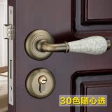 欧式房门锁分体锁卫生间卧室内木门锁具把手 陶瓷金色裂纹执手锁