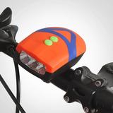 新款山地自行车电动滑板车前灯带喇叭 超亮LED带电子铃铛骑行配