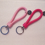 精美手工编织汽车挂件PU皮绳可爱创意礼品可转动头不锈钢钥匙扣链
