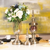 爆款热卖新古典美式欧式茶色玻璃花瓶摆件样板间别墅客厅餐桌摆件