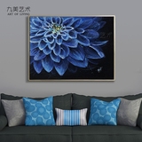 北欧现代简约蓝色客厅挂画高端抽象花卉装饰画沙发背景墙无框画