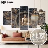 新中式客厅沙发背景墙挂画创意多联组合个性无框宾馆diy装饰画