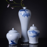 中国风复古花瓶青花瓷储物罐花器摆件家居客厅玄关电视柜软装摆设