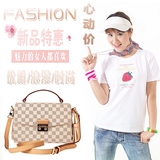 香港代购奢侈品女包手提包真皮邮差包白色格子小包名牌单肩斜跨包