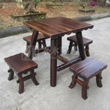 户外休闲实木桌凳 碳化防腐木制庭院茶桌 阳台经典小凳子桌凳套件
