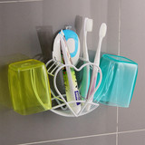 牙刷架心形吸壁式白色卫生间装牙刷牙膏杯子的架子牙膏牙具座吸盘