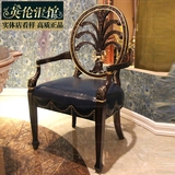 新古典椅子 酒店餐椅 布艺餐椅白色描银 金银箔椅实木子 欧式餐椅