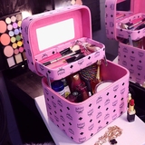 化妆包便携收纳包韩国品牌大容量双层大号化妆箱手提专业洗漱包女