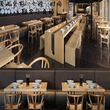 时尚主题餐厅餐饮店桌椅组合 咖啡店奶茶店实木长方桌 实木y椅