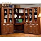 实木书柜 实木转角书柜自由组合带门 橡木储物柜玻璃书柜现代中式