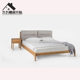 包邮北欧日式简约实木床白橡木双人床 软靠实木布艺床现代单人床