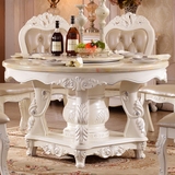 欧式雕花实木大理石天然石餐桌餐厅饭桌橡木配套餐桌椅桌子