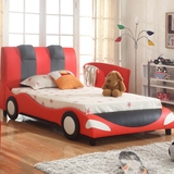 儿童床现代皮床汽车床带护栏男孩1.2米单人床卡通床小床可定制