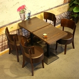 咖啡厅桌椅 甜品店奶茶店桌椅 西餐厅简约实木餐桌椅组合批发圆桌