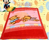 梦蒂斯新款双层加厚新生儿毛毯卡通图案儿童盖毯多用途四季保暖毯