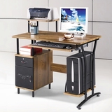 书桌书架组合家用台式电脑桌 带抽屉柜筒子打印机托钢木办公桌