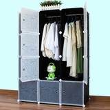 简易衣柜组合塑料 钢架折叠树脂实木收纳柜组装衣橱布艺简约现代