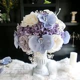 Whitesilvia蝴蝶兰紫色绣球仿真花艺 欧式样板间婚房玄关客厅摆件