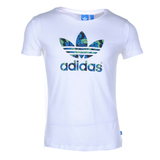 现货正品Adidas三叶草 女 短袖T恤 白色花卉S19796简约运动 包邮