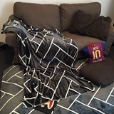 纯色加厚欧式简约条纹法兰绒毛毯珊瑚绒沙发盖毯客厅卧室组合地垫