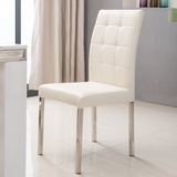 欧梵尼 简约现代软包不锈钢餐椅组合 黑白色软包皮靠背椅创意休闲