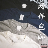 vintage日本中磅无缝桶织厚实纯棉面料短袖T恤纯色咔叽打底衫男女