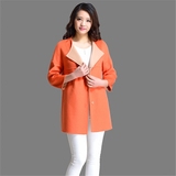 2016新款女装双面羊毛大衣韩版短款七分袖宽松女士羊毛呢子外套
