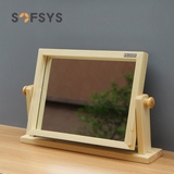 SOFSYS实木化妆镜子桌上卧室装饰简约梳妆镜台式大码高清折叠镜子