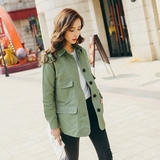 2016春装新款军绿色风衣女韩国宽松 短款夹克军工装长袖外套