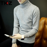 冬季男士韩版修身毛衣纯色英伦高领针织衫外套弹力打底衫男潮线衣