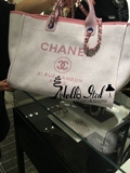 现货 Chanel/香奈儿2016 Deauville Tote 帆布购 物袋中号 粉色