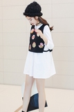 薇语 大码女装2015秋冬新品衬衫两件套连衣裙 贴图显瘦马夹裙子