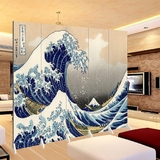 神奈川海浪图日式背景墙屏风隔断时尚客厅玄关门 餐厅咖啡YY主播