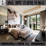新中式家具现代中式实木床布艺双人床别墅样板房卧室婚床工厂直销