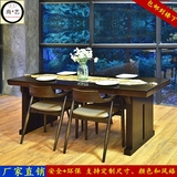美式复古全实木餐桌长方形现代简约餐台小户型宜家餐厅桌椅子组合