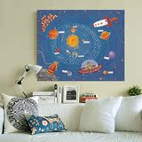 太阳系の机器人 卡通 儿童房装饰画卧室无框画壁画挂画墙画 儿童