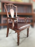 美式新古典实木书椅带扶手靠背定制 美式乡村实木餐椅软包布艺