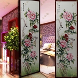 现代新中式花开富贵牡丹漆画浮雕手绘挂屏过道客厅玄关隔断墙屏风