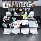 拉洛 纯黑色大工作台 极简设计工作室桌子 多人开放式办公会议桌