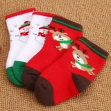 哥登宝儿童袜子宝宝圣诞袜儿童秋冬加厚毛圈袜可爱男童女童圣诞袜