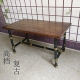 铁艺实木loft工业风美式咖啡餐厅复古做旧水管桌长方形创意书桌椅
