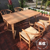 热销重庆天津北欧创意原木胡桃木色橡木日式餐桌椅组合实木宜家