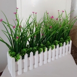 仿真植物盆栽 室内假绿植栅栏装饰品花假植物盆栽摆件水草玫瑰花