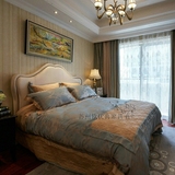 欧式床实木布艺简约现代双人床简欧卧室做旧公主床婚床1.8米北欧