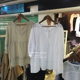 韩国外贸原单正品韩版宽松短袖七分袖衬衫女雪纺衬衣夏薄娃娃衫