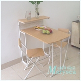 宜家田园风格小户型餐桌椅组合厨房家用简易双人可折叠吧台桌子